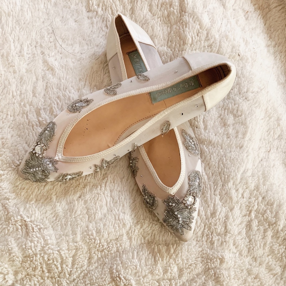Betsey Johnson Embellished Flats Wedding Shoes